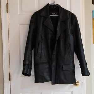 Real black leather men's coat